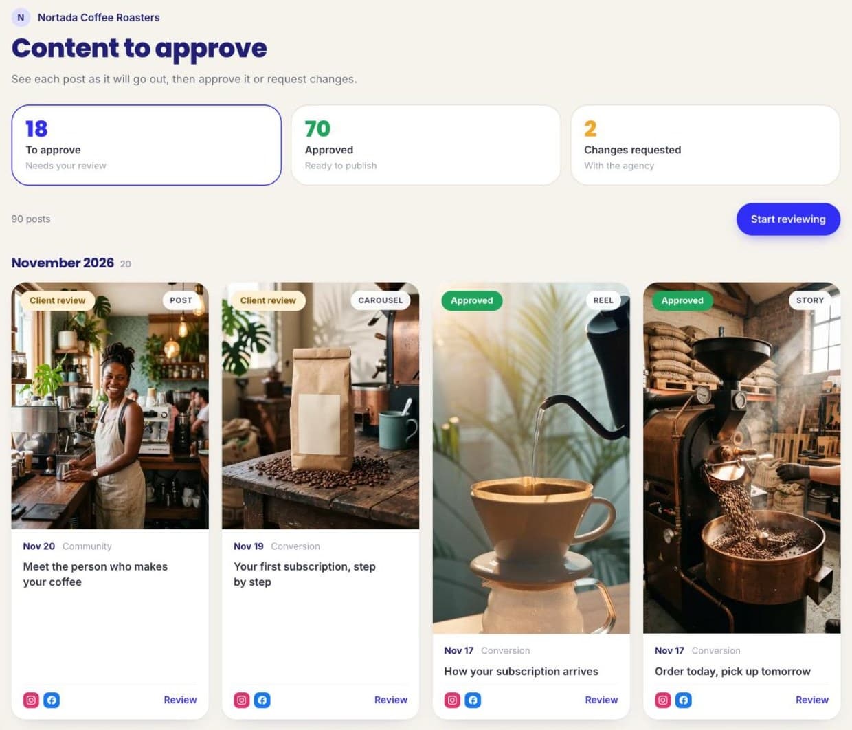 List of content waiting for approval